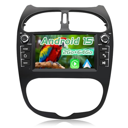 Autoradio tactile Peugeot 206 Android 15 avec Bluetooth GPS et écran 7 pouces pour voiture