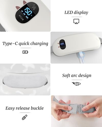 Image of Portable Heating Pad for Cramps, Upgrade Cordless Electric Period Fast Heating Pad for Back Pain Relief Menstrual Belt 6 Heat 6 Massage Modes Gift for Women Girls Her Girlfriend White