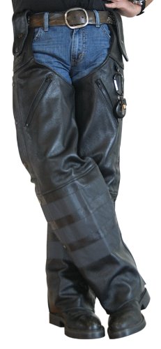 Missing Link Black Ops Leather Hook Chaps (Black, Small)
