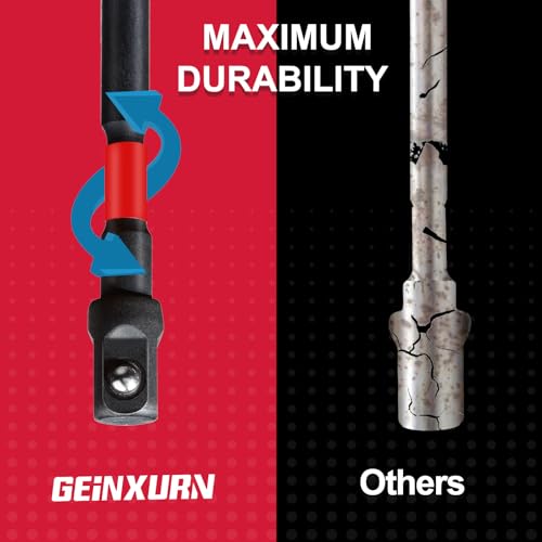 Image of Geinxurn 8Pcs Impact Socket Adapter Set, 3 /8 inch Drive Square, 2.5Inches Extension Bit Socket Driver Set, Adapt Your Power Drill to High Torque Impact Wrench