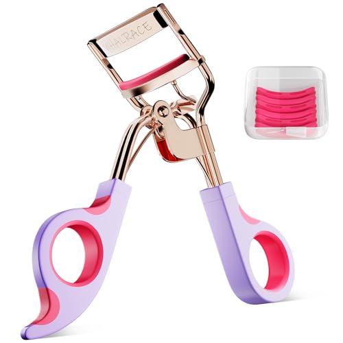 Eye Lash Curler with 6 Replacement Pads, Whalrace Eyelash Curlers Superior Curling Effect, Beautiful and Easy to Identify, Valentine's Day Gift for Her, Beauty Enthusiasts -Rose Gold Purple Red