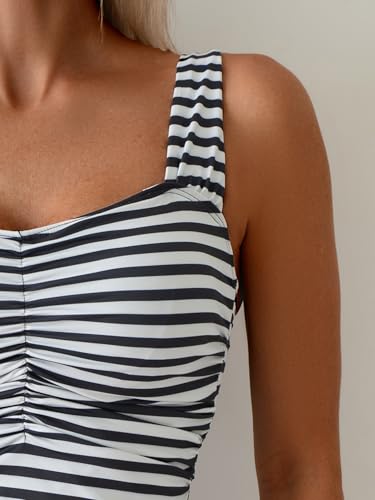 Image of B2prity Women's Tankini Swimsuit Tummy Control Ruched Two Piece Bathing Suit Push Up Modest Swim Suits with Shorts