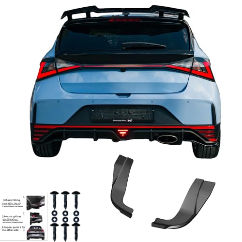 Faldas de parachoques trasero negro brillante para Hyundai I20 N MK3 de esquinas