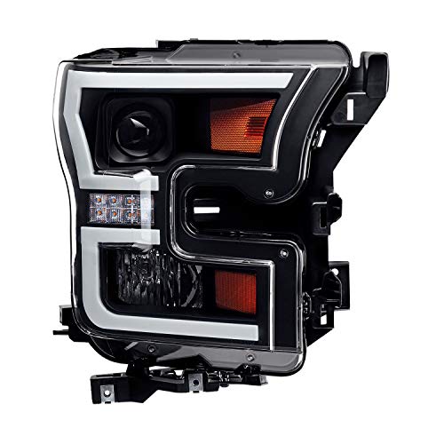 Winjet Led Headlight Assembly Fit For 2015-2017 Ford F-150 W/Led Turn Signal & Drl, Head Lamp For 2017-2020 Ford F-150 Raptor Model W/High & Low Beam/Amber Position Light (Black/Clear) #TOP1