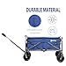 Sekey Folding Wagon Cart Collapsible Outdoor Utility Wagon Heavy Duty Beach Wagon with All-Terrain Wheels, 176 Pound Capacity, Blue
