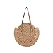 VOANZO Bolso de paja circular hueco hecho a mano de gran capacidad, bolso de playa de verano tejido de un solo hombro (marrón)