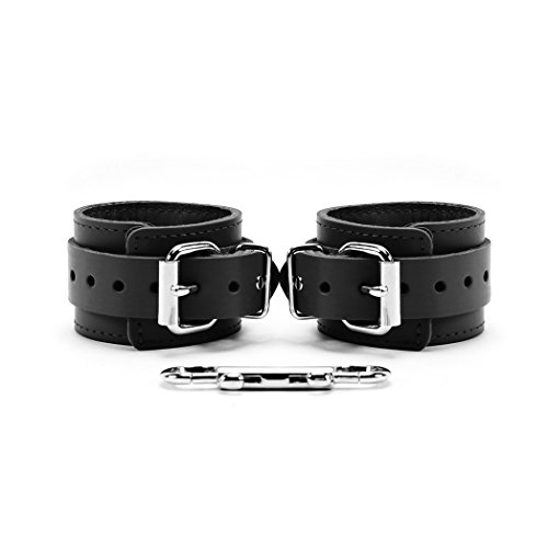 Aurelia Wrist Cuffs Ankle Cuffs Durable Latigo Leather Gentle Lambskin Handcrafted Elegant Cuffs (Black, Ankle)