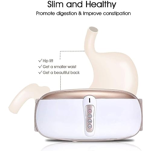 Cinturón tonificante adelgazante con masaje de vibración ajustable y calor suave para pérdida de peso, 4 modos de masaje para quemar grasa abdominal y promover la digestión