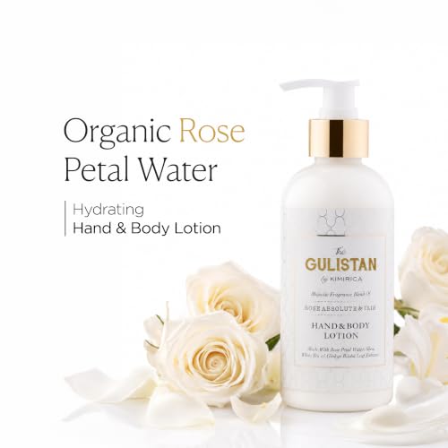 Image of Kimirica The Gulistan Moisturizing Hand and Body Lotion | 100% Vegan and Paraben Free with Goodness of Rose Water for men & women | Shea, White Tea and Ginkgo Biloba | 100% Vegan 300ml