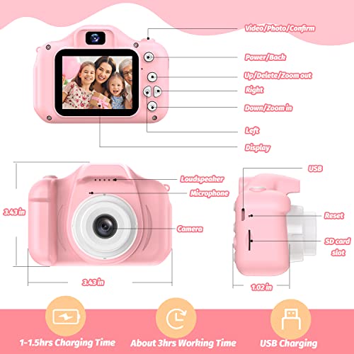 Mgaolo Children's Camera Toys For 3-12 Years Old Kids Boys Girls,Hd Digital Video Camera With Protective Silicone Cover,Christmas Birthday Gifts With 32Gb Sd Card (Unicorn Pink) #TOP5
