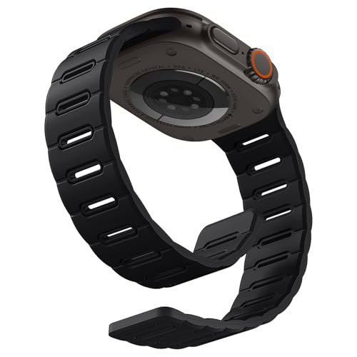 Bracelet de sport magnétique pour Apple Watch toutes séries silicone souple double face