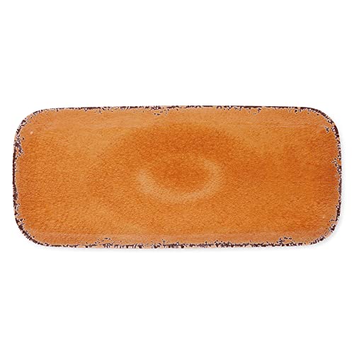 UPware 15 Inch Melamine Rectangle Serving Tray, BPA Free Food Tray (Crackle Orange)