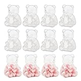 Raypontia Tarro De Caramelos,12 Piezas De Contenedor Transparente En Forma De Oso - Tarro Recargable y Reutilizable para Golosinas | Para Caramelos Chocolate Fiesta Boda Cumpleaños Día De San Valentín