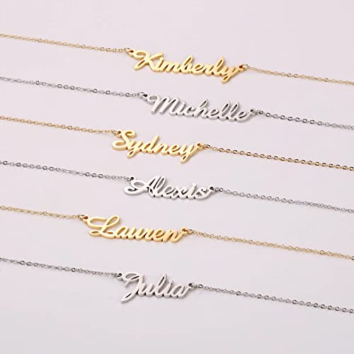 Ieflife Personalized Ava Name Necklace, White Gold Plated Custom Name Necklace Personalized Jewelry Monogram Plate Name Necklace Gifts For Women thumb #5