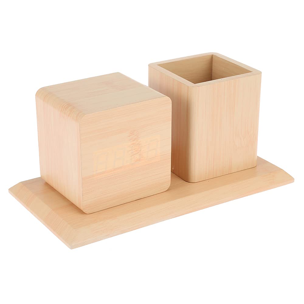 Mini Wooden Alarm Clo Equiped wi Pen Case Digital Silent Clo s Functional Student Gift'-image-8