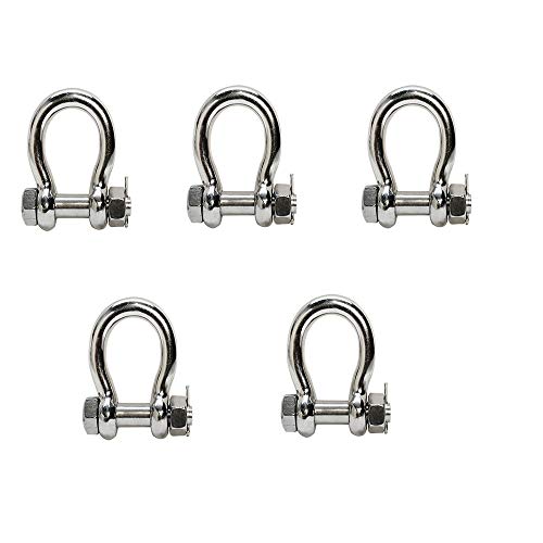 5 Pc 1/4'' Bolt Pin Anchor Shackle Marine Stainless Steel 316 D Ring Bow Rigging