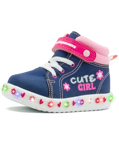 Catálogo para Comprar On-line Tenis de Foquitos los más recomendados. 47 Bubble gummers Tenis Bota Marino Rosa con Cierre de Contacto para Niña Look Mezclilla con Flores (Marino Rosa, Sistema Tallas Calzado JP, Niño (2-5 años), Medición, 14.0 cm)