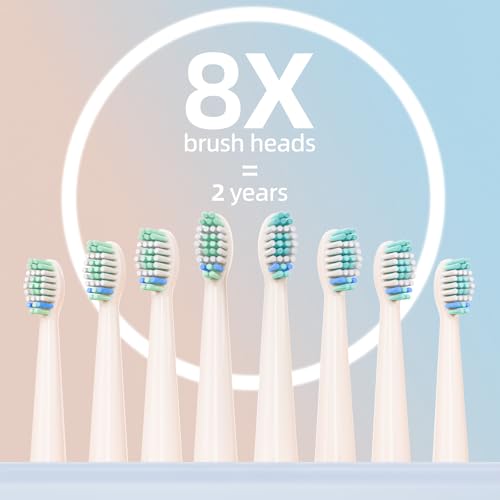 YUNCHI C2 Elektrische Zahnbürste mit 40000 VPM, Schallzahnbürste für Erwachsene, USB-C Ladung, 55 Tage Akkulaufzeit, 5 Putzmodi, 2-Min-Timer, mit 8 Bürstenköpfen & Reiseetui, im Hellblau-Gelb-Verlauf – Bild 7