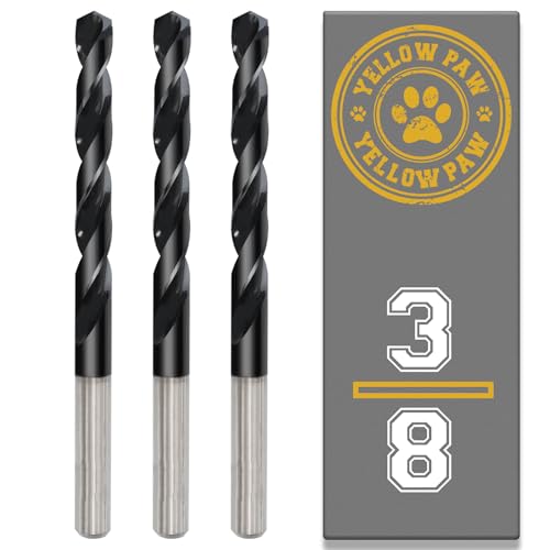 3/8 Inch Drill Bit (3 Pack) Industrial Grade M35 Cobalt Titanium Aluminum Nitrite - 3/8 Diameter & Total Length of 5 with Working Length of 3-1/4 Easily Drill Into Metal Steel & Aluminum