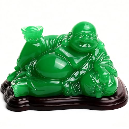 Aris & Juno 5.3" Green Happy Buddha Statue - Laughing