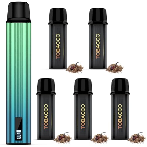 電子タバコ vape シーシャ スターターキット 25000回吸引可能 大容量 LEDディスプレイ搭載 爆煙 Type-C充電 カートリッジ 繰り返し使用可能 禁煙サポート ベイプ ニコチン タール0 本体+POD5本セットIM4 (緑, 本体+POD5本