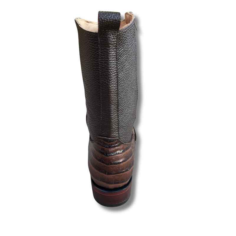 Image of Men's Alex Exotic Caiman Python Western Cowboy Boots Square Toe Pull On Tall Shaft bota de vaquero para hombre