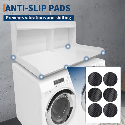 GarveeHome 2-Tier Washer Dryer Countertop, Wood Laundry Countertop with 2.75" H Edge Rails, Waterproof Washer Dryer Cover with Anti-Slip Pads for Laundry Room Organization and Storage
