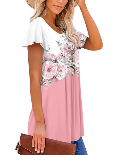 Bette Boutik Dressy Summer Tops Plus Size Beach Wear Plus Size Tunics For Women 3X Whitepink Xx-Large thumb #3