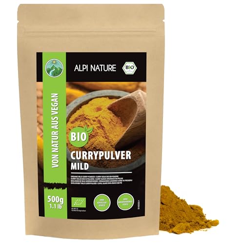 Curry en polvo suave Alpi Nature para recetas indias deliciosas de 500g