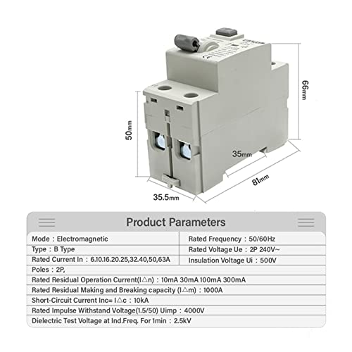 Disjoncteur différentiel 2P 32A immunité type B interrupteur - 3
