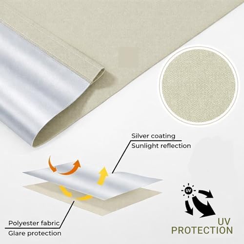 Image of Deco Window 100% Blackout Roller Blinds for Windows 3Ft x 7Ft (W x H) Sun, UV Protection & Glare Resistant for Home & Office-Ivory