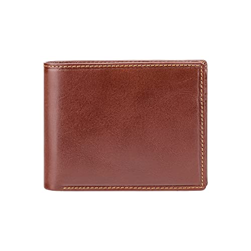 Visconti Mens Classic Leather Wallet / ID Holder Case / Slim Bifold Passcase (Brown) Monza 42