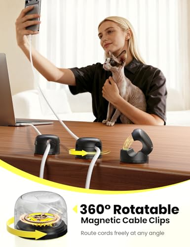 Image of JOYROOM 8 Pack Magnetic Cable Clips, 360 Swivel Cord Organizer Wire Holder