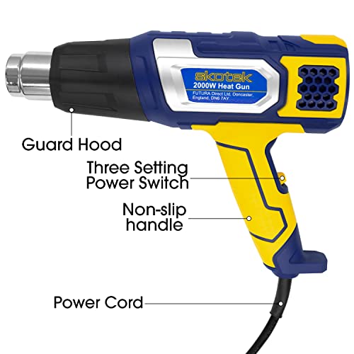 Skotek Heat Gun 2000W, Hot Air Gun Variable Temperature Control 80°C - 600°C, Heat Guns with 2 Temperature Modes, Ideal Heat Gun for Paint Stripping, Shrinking PVC, Crafts & More 5 Skotek Heat Gun 2000W, Hot Air Gun Variable Temperature Control 80°C - 600°C, Heat Guns with 2 Temperature Modes, Ideal Heat Gun for Paint Stripping, Shrinking PVC, Crafts & More - Image 5