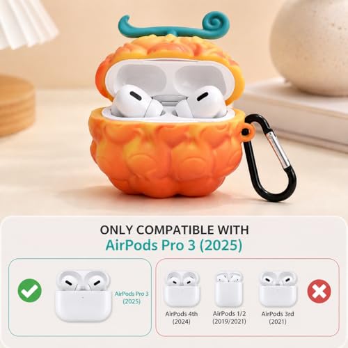 Image of for Airpods pro 3 Headphones Case, Interesting 3D Silicone Protective Soft Cover Anime Devil Fruit Style Headphone Shell for Airpods pro 3