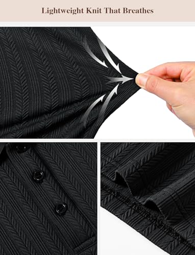 Image of TBMPOY Mens Casual Knit Polo with Pocket Textured Shirts Short Sleeve Classic Summer Vacation