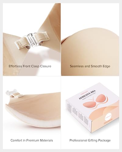 VOCH GALA Sticky Bra Push Up for Women, Strapless Backless Bras for Wedding/Parties/Events, Comfortable Adhesive Nude4