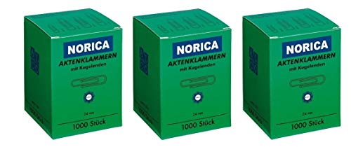 Norica 2210 - Briefklammern mit Kugelenden, verzinkt, 24 mm (3000 Stück)