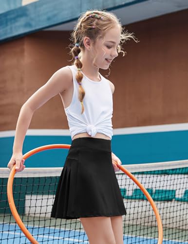 Zaclotre Girls Tennis Skirt with Shorts Pleated Back Kids Golf Skort Workout Running Sports Athletic Skirt with Pockets3