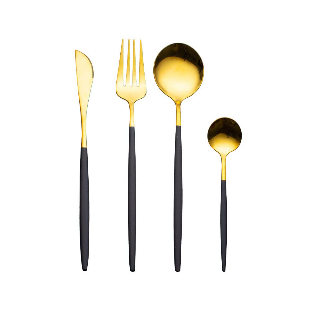Ensemble de couverts design noir mat en acier inoxydable premium