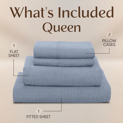Image of Utopia Bedding Queen Sheet Set - 4 Piece Bed Sheets for Queen Size Bed, Soft and Breathable Microfiber, Includes 1 Fitted Sheet, 1 Flat Sheet and 2 Pillowcases (Heather Navy)