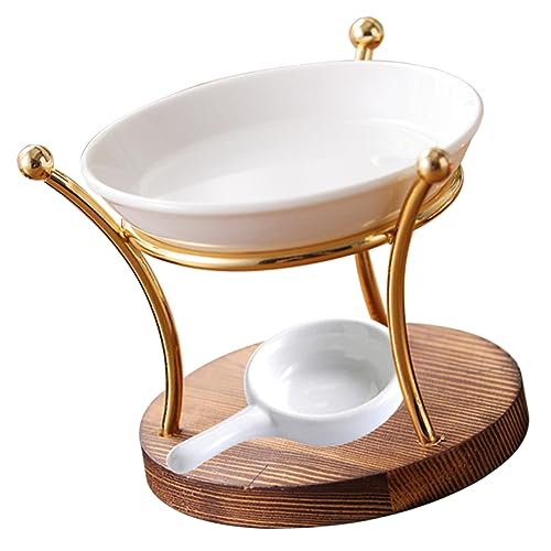 Difusor aromático eléctrico con base de madera y soporte para vela