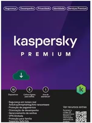 Kaspersky Premium - 10 Dispositivos, 5 cofres - 1 ano