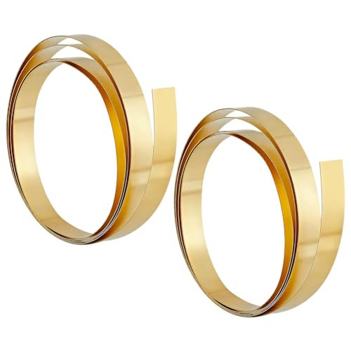 arricraft 2 Rolls Brass Sheet Rolls, Golden Metal Sheet Roll Flexible Copper Roll with Smooth Surface Multipurpose Brass Strip for Industrial Use and Jewelry Making 0.5x10x1000mm