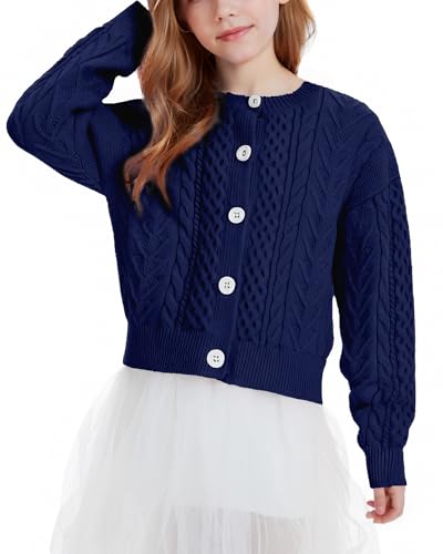 Girls Chunky Cable Knit Cardigan (Ages 5-14)