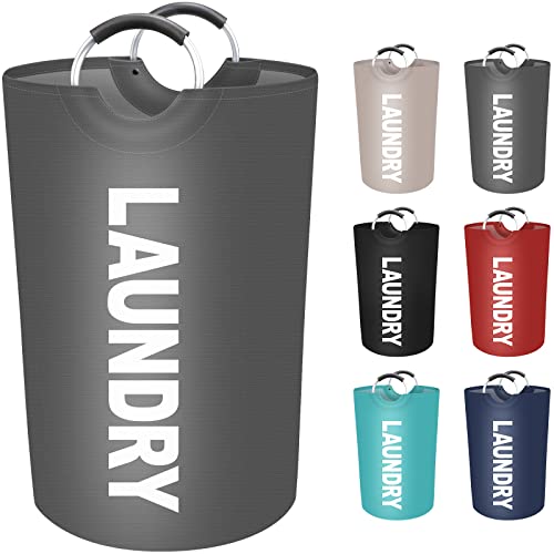 EpicTotes Cesta grande para la ropa sucia de 115 L, cesta de lavandería impermeable independiente, cesta plegable para ropa alta, fácil de transportar con asas de aluminio protegidas de espuma para