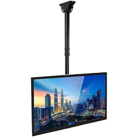 Mount-It! TV Ceiling Mount Bracket, Adjustable Height Full Motion 360 Deg Rotation Tilting Swiveling for Flat Panel LCD LED OLED Plasma TVs, Fits up to 75 Inch 110 Pound Capacity, Black (MI-509B) Cover
