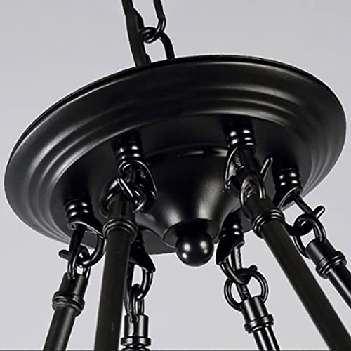 Lampe à suspension rétro créative avec structure rigide en fer forgé B
