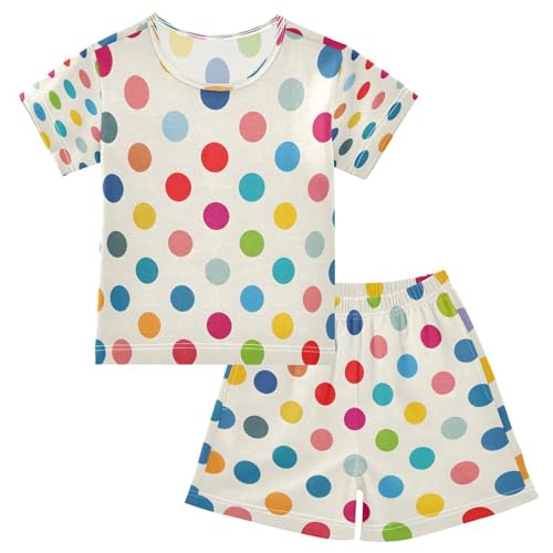 senya Short Sleeve Pajamas Sets Summer Cotton Sleepwear Wave Colorful Dots
