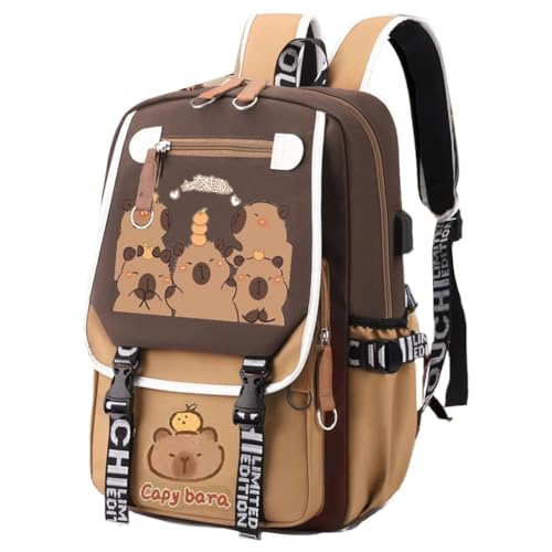 Image of Lushandy Capybara Backpack, Cute Capibara Backpacks Kawaii Kapibara Stuff Large Cartoon Capybara Bag Ita Bag